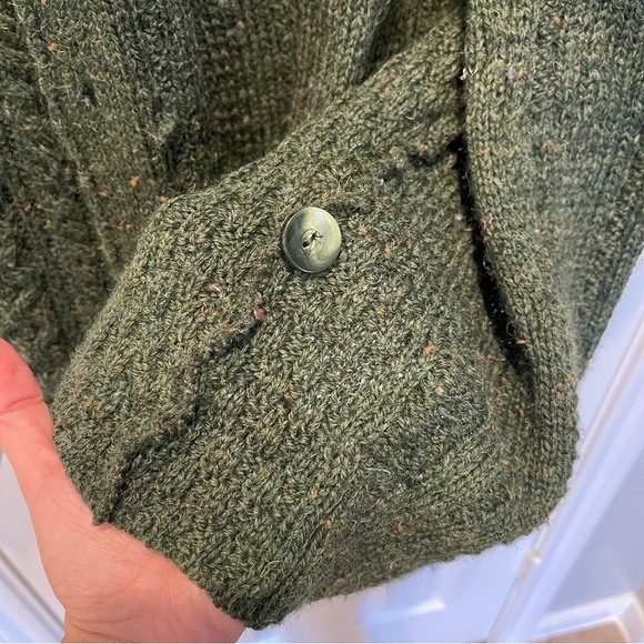 Kilronan Knitwear Cardigan Women’s Med Wool Cable Knit Chunky Sweater Green - Picture 7 of 9